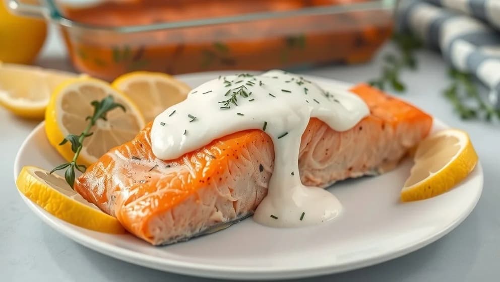 Lax i ugn med crème fraiche